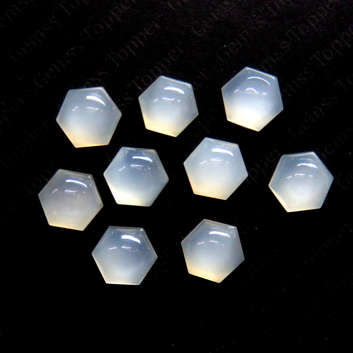 White Moonstone 10x10 mm Hexagon Cabochon